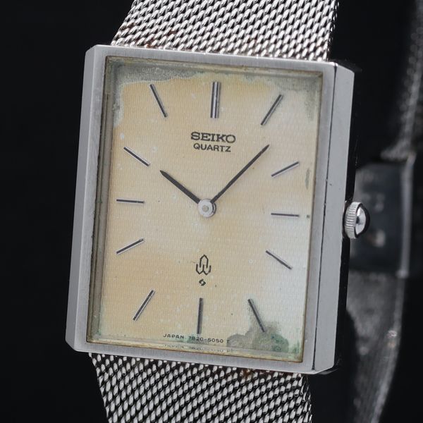 稼働 セイコー シャリオ 7820-5040 スクエア QZ ベージュ文字盤