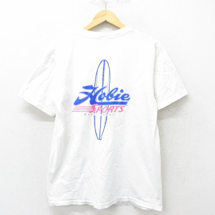 XL/古着 オニータ ONEITA 半袖 ビンテージ Tシャツ メンズ 90s ホビー サーフボード コットン クルーネック 白 ホワイト 24jun26 中古
