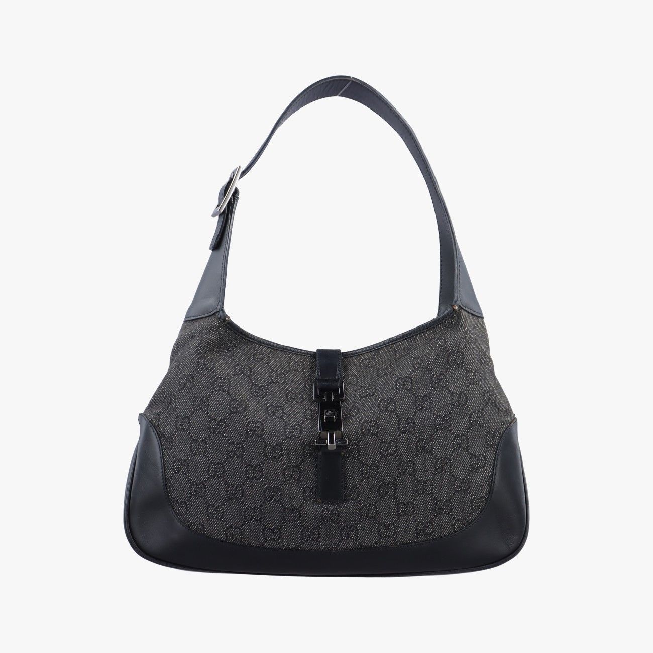 グッチGucciジャッキーブラックレザー×キャンバス968