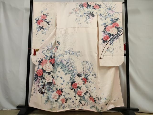 アンティーク　振袖　豪華　華やか 平和屋着物□豪華振袖 駒刺繍 草花文 銀彩 正絹 逸品 AAAY1983nf