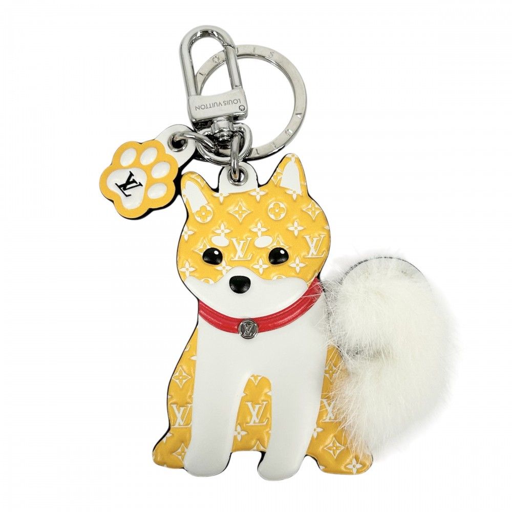 ルイヴィトン キーホルダー レディース モノグラム ポルトクレLVシバ バッグチャーム キーリング 柴犬 アニマル LOUIS VUITTON M01199 ブラウン 茶 シルバー金具