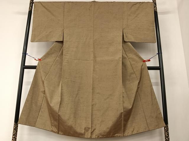 平和屋着物●男性 色無地 アンサンブル 路考茶色 やまと誂製 正絹 AABA0322zg