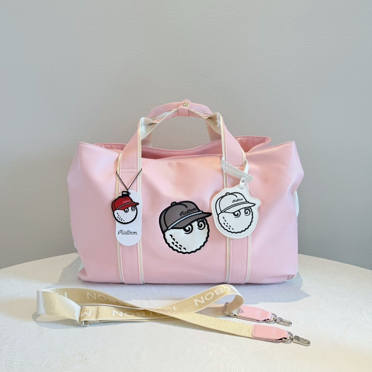 Malbon ゴルフ トートバッグ 大容量 ボストン 男女兼用 ブラック 美品