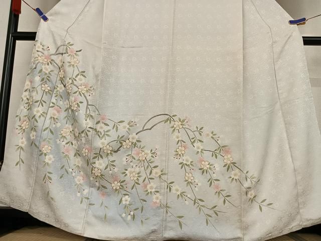 平和屋着物○訪問着 駒刺繍 枝垂れ桜文 暈し染め 正絹 逸品 AABB0156zg