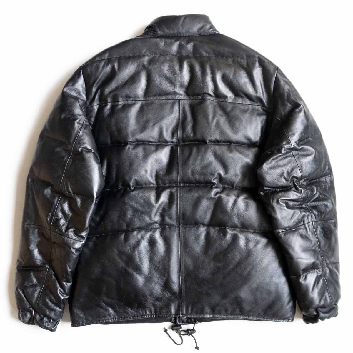 美品】EVISU 【レザー ダウンジャケット】40 ブラック エビス 2403220