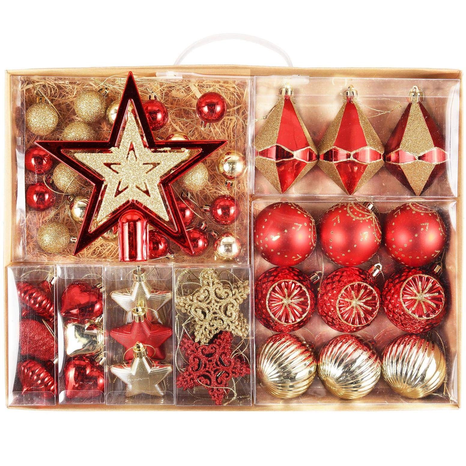 【特価商品】ボール オーナメント 豪華 クリスマス 70個 セット 北欧風 北欧風 ボールクリスマス ツリー 飾り Madelyn 飾り付け おしゃれ ゴージャス Valery レッド ゴールド