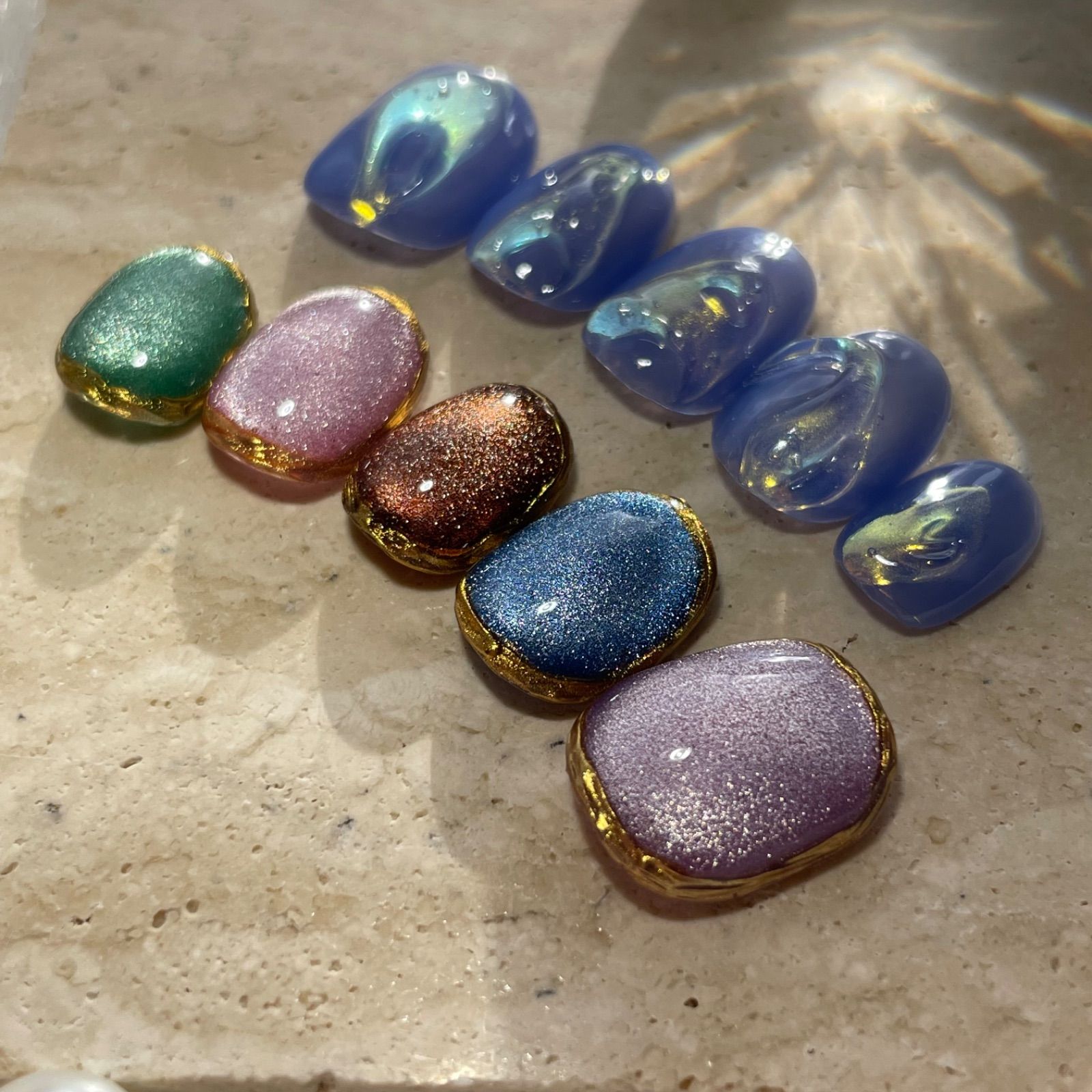 ネイルチップニュアンスマグネットマーメイド幻想ぷっくりオーロラ934 ネイルチップニュアンスマグネットマーメイド幻想ぷっくり