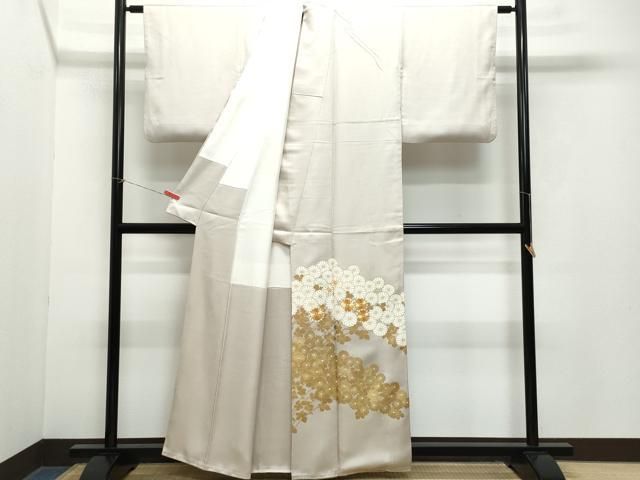 平和屋着物●豪華色留袖 駒刺繍 菊 金彩 正絹 CAAZ1075vf