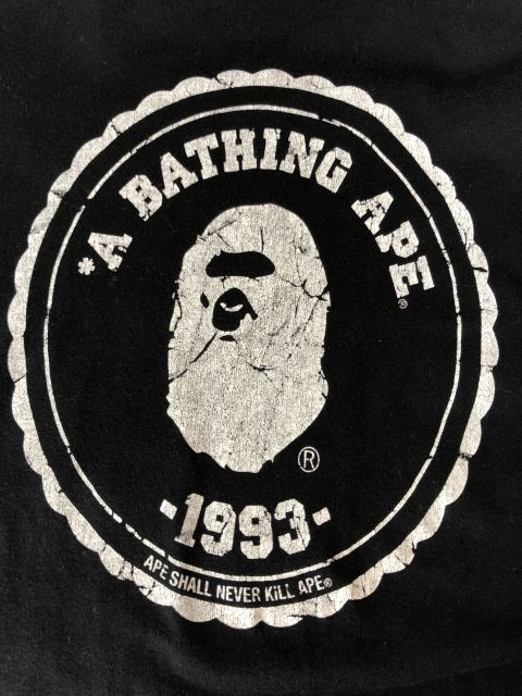 【中古】 A BATHING APE アベイシングエイプ ロングTシャツ ロゴTシャツ ブラック M 111395886