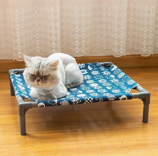 洗えるマットレス付き ペットハンモック 大型サイズ 高透気性キャンバス 滑り防止設計 猫用ベッド 小型犬用 室内外対応 持ち運び便利 min