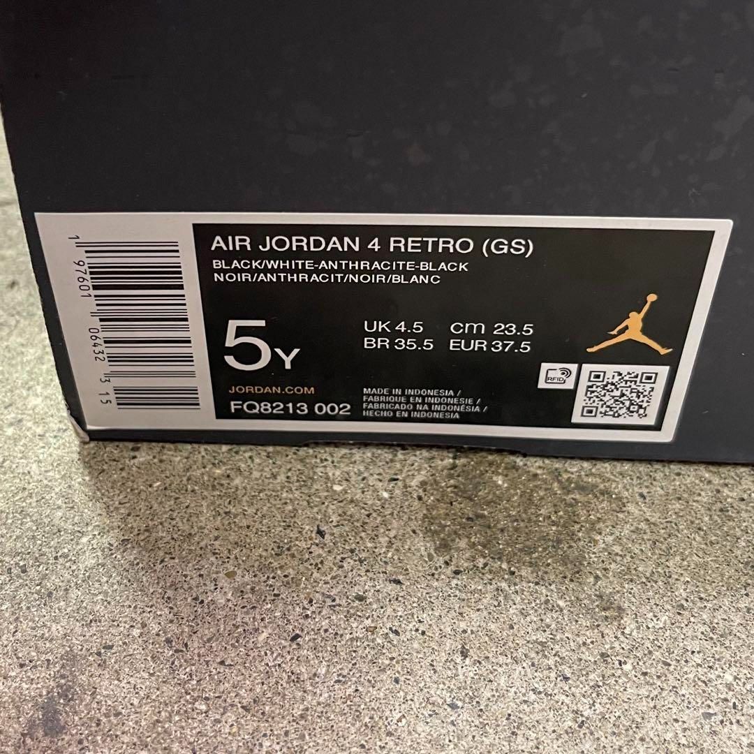  Nike GS Air Jordan 4 Retro Fear ナイキ エアジョーダン4 レトロ フィアー FQ 8213-002 23.5 cm スニーカー キッズシューズ