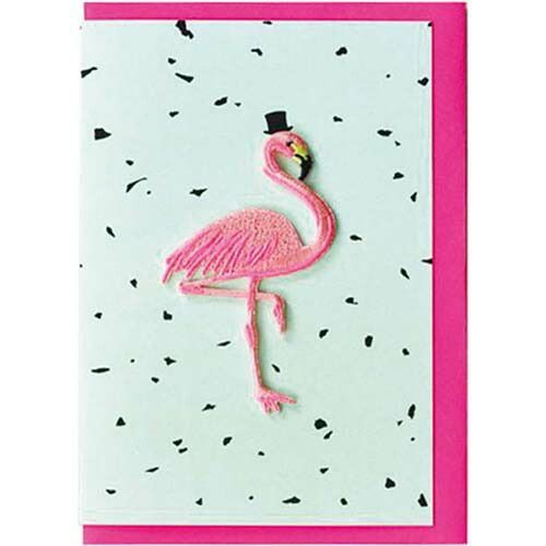(まとめ）#エルコミューン グリーティングカード ペトラボーズ　輸入グリーティングカード Patch Card Flamingo Mint YGC-044 【×15セット】
