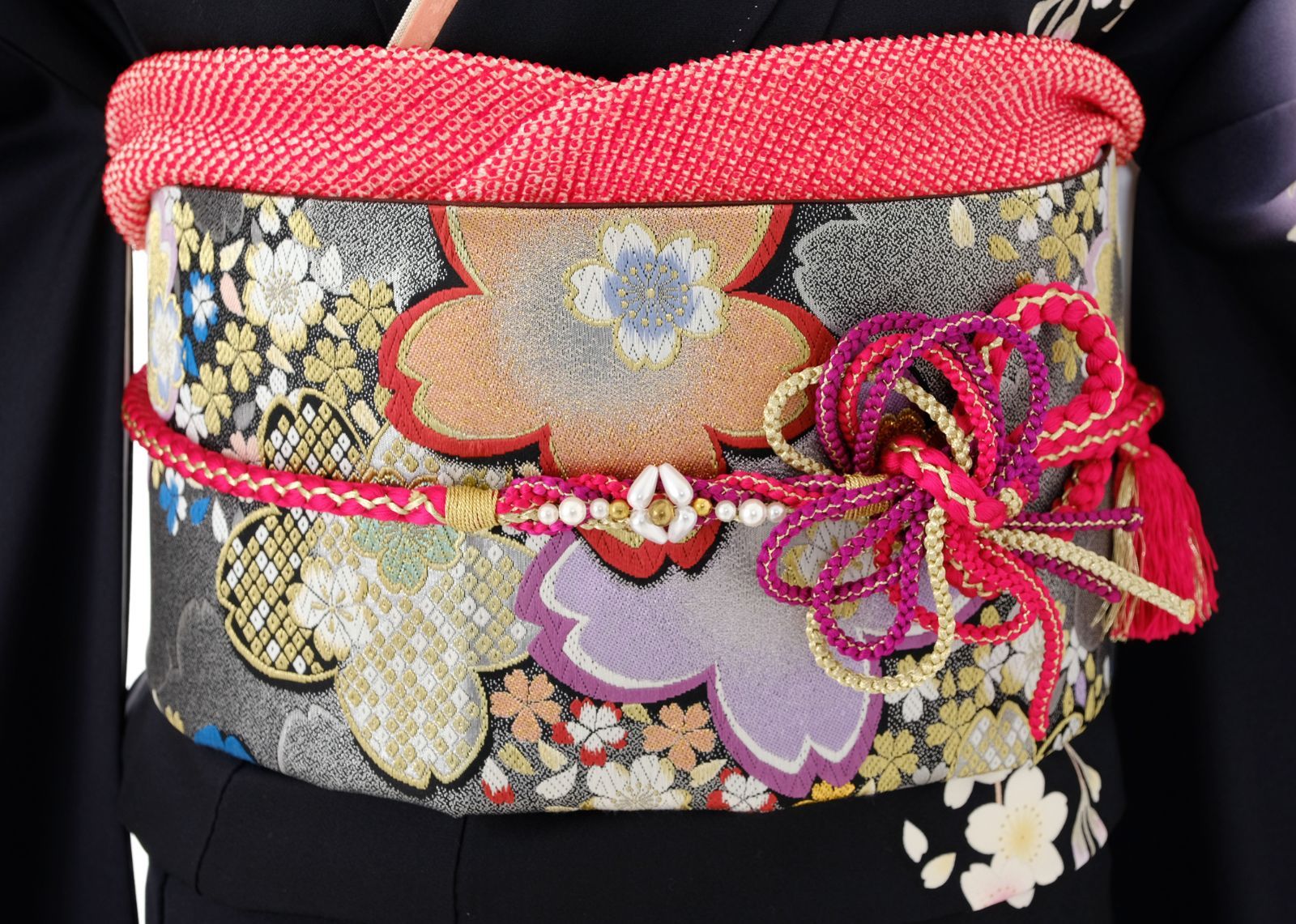 黒枝桜振袖７点フルセット 黒枝桜振袖7点フルセット 黒枝桜振袖7点フルセット