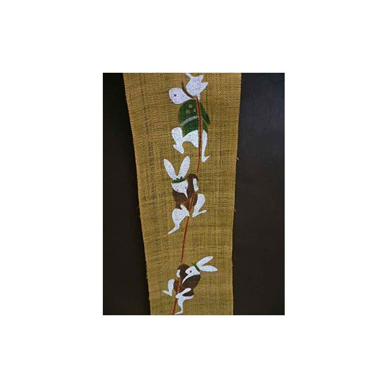 手染め麻細タペストリー「うさぎの宝袋」 [京都洛柿庵オンライン