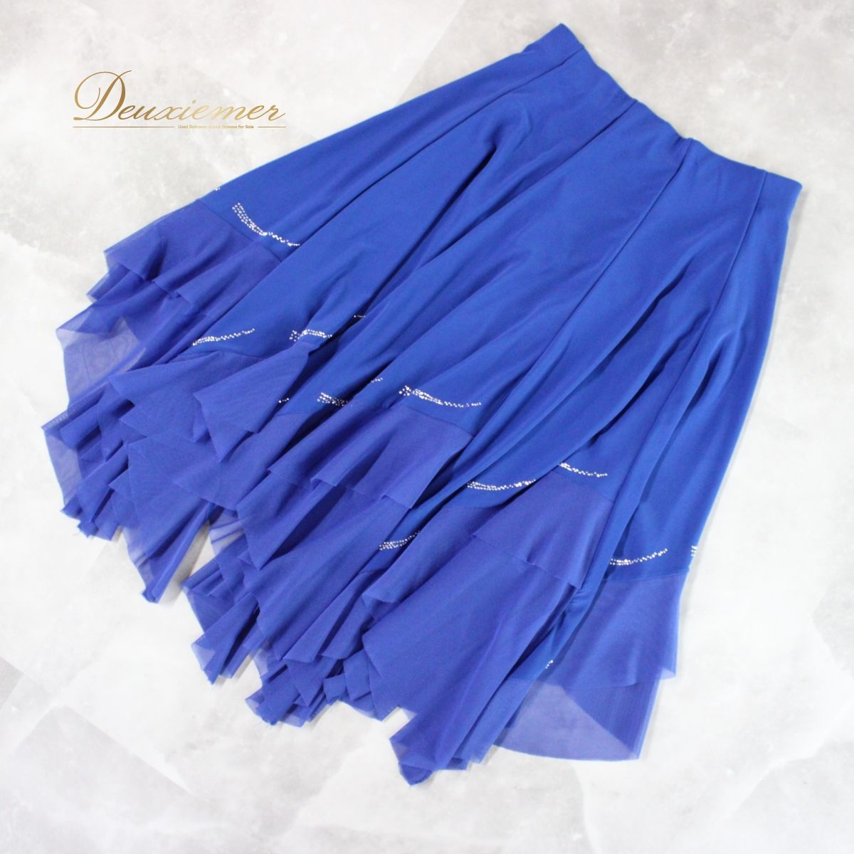 美品 社交ダンス衣装】ブルー系 青 スカート レッスン パーティー T&Y