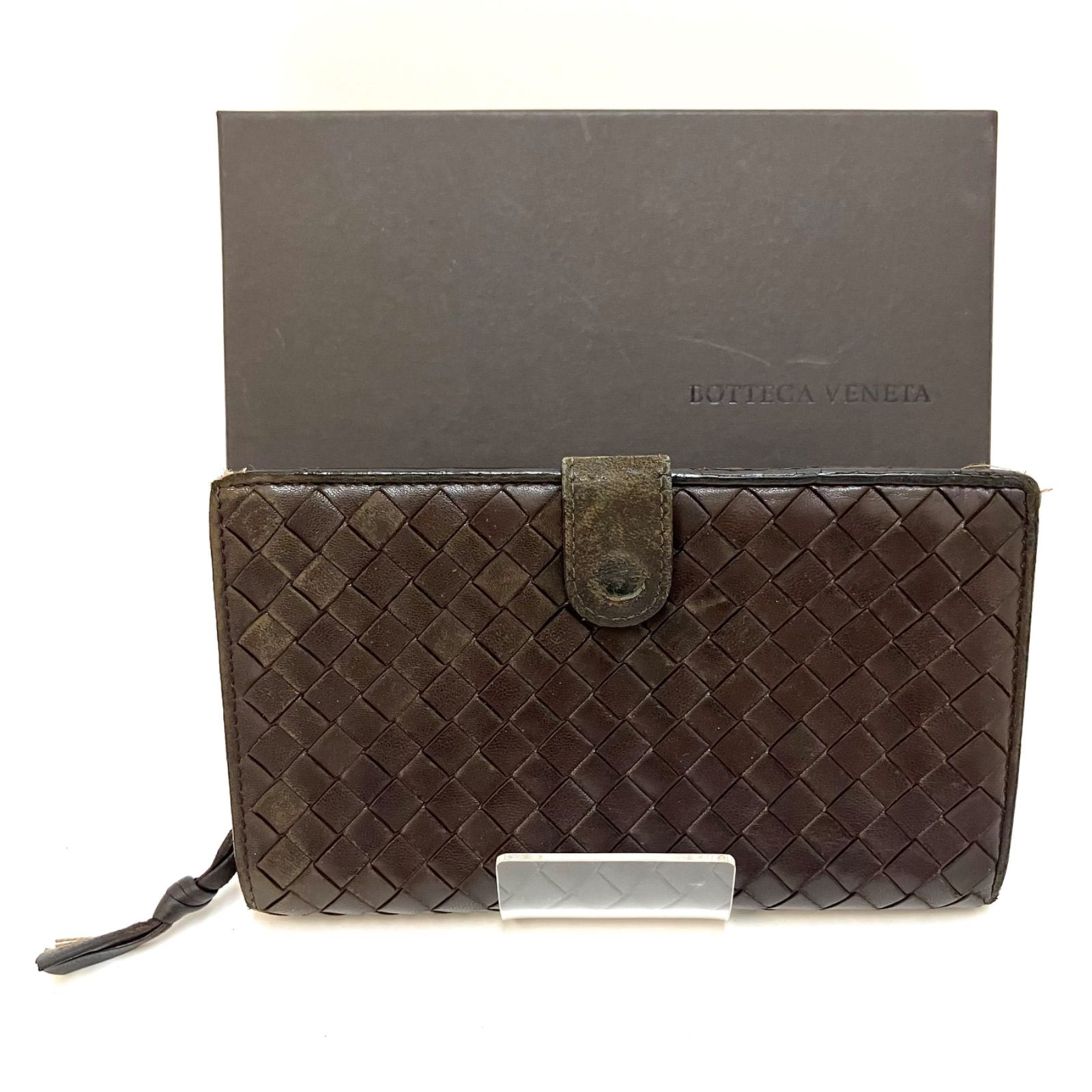 ＊BOTTEGA VENETA ＊ボッテガヴェネタ 箱付き イントレチャート 二つ折り 長財布 レザー 訳あり  ジャンク品 ☽＃
