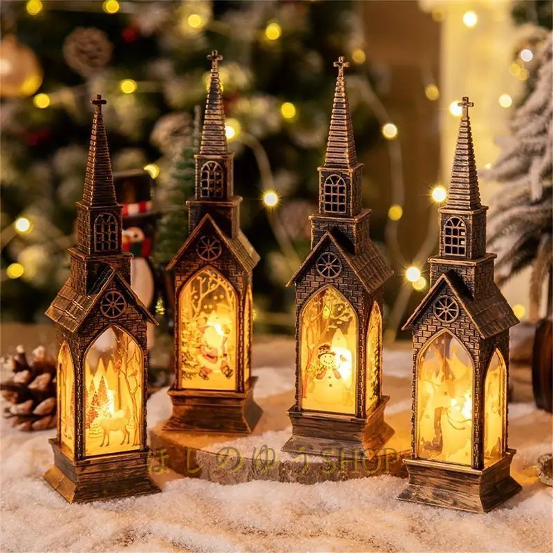 クリスマス イルミネーション ライト LED デコレーション 4個セット ランタン ミニ オーナメント キャンドル 北欧 おしゃれ