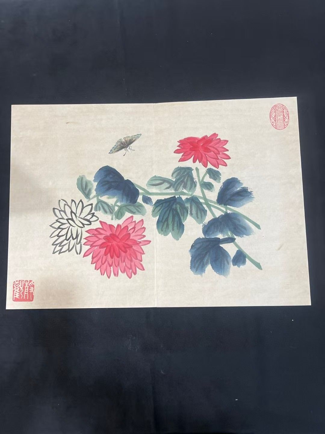中国古美術. 旧蔵.齊白石款.短冊.精美圖冊.手描き.書道品.賞物