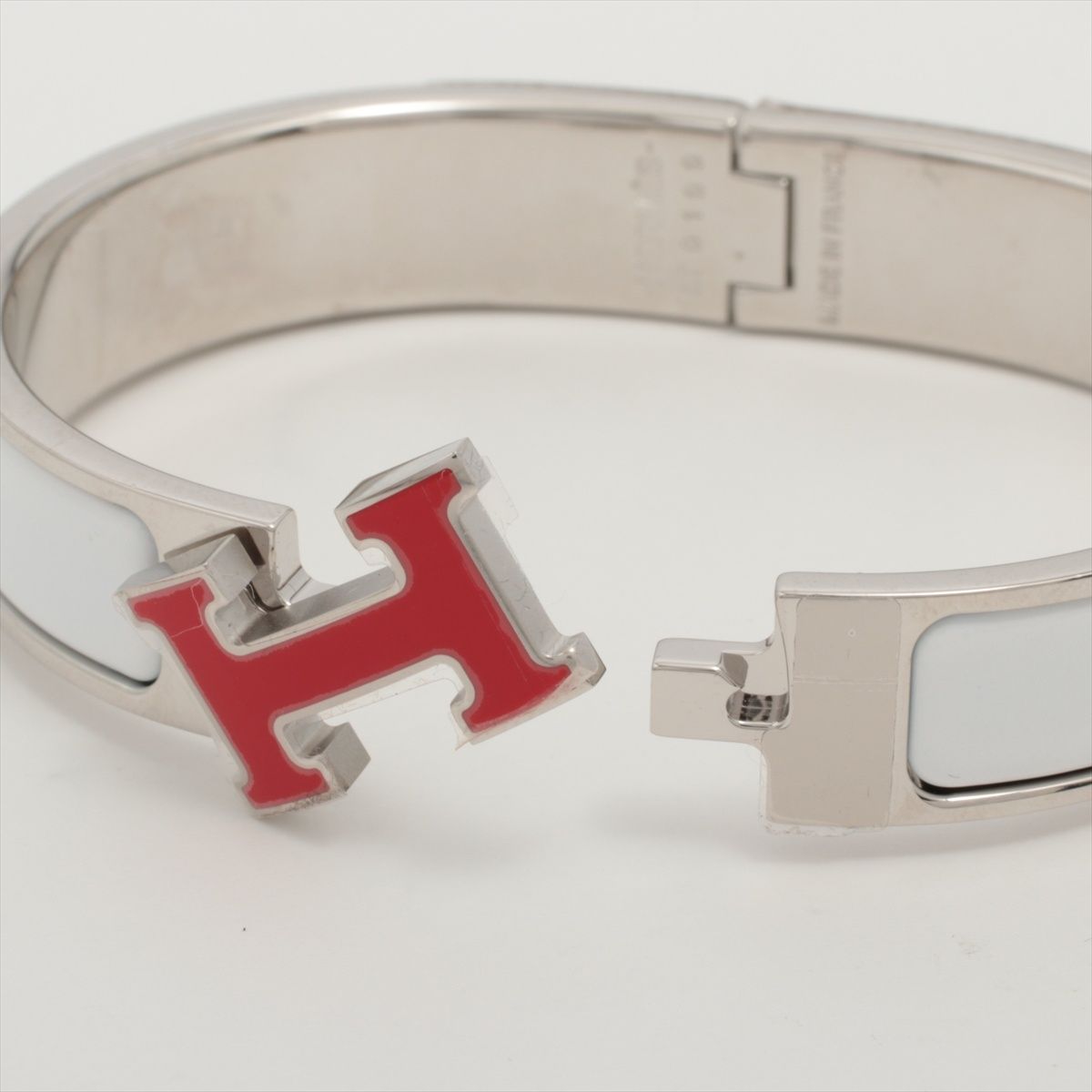 HERMES/エルメス クリッククラック PM ホワイト/レッド/シルバー
