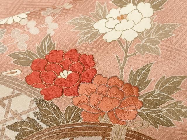 平和屋着物●紅型　振袖　流水風景草花文　暈し染め　正絹　逸品　AABC4929zg 平和屋着物○紅型 振袖 流水風景草花文 暈し染め 正絹 逸品 AABC4929zg