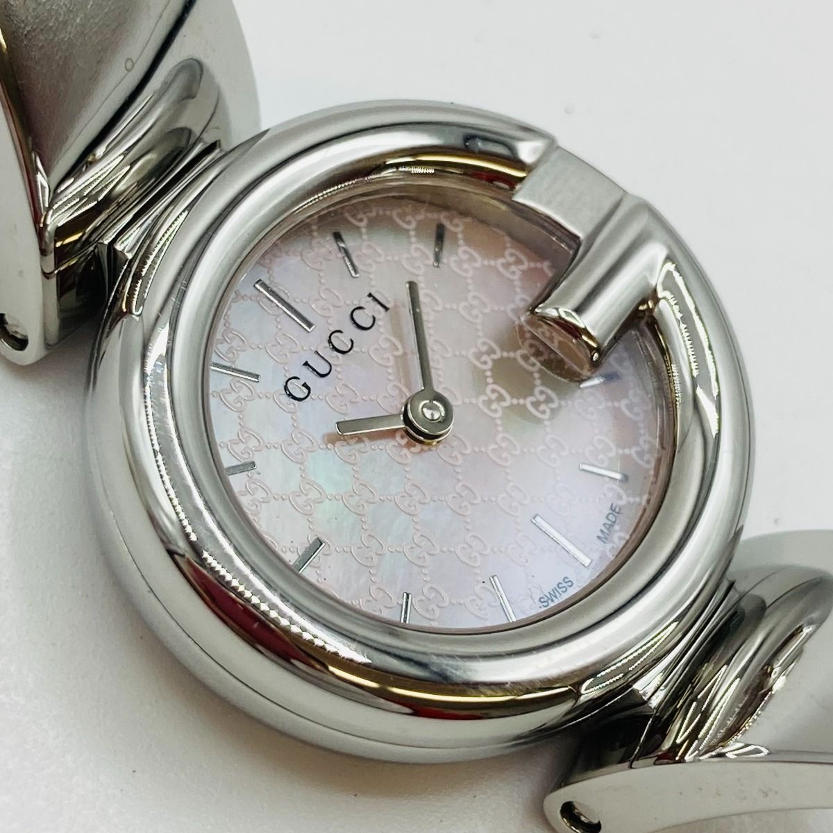 ◎◎GUCCI グッチ バングルウォッチ GGロゴ 134.5 クォーツ ピンク  