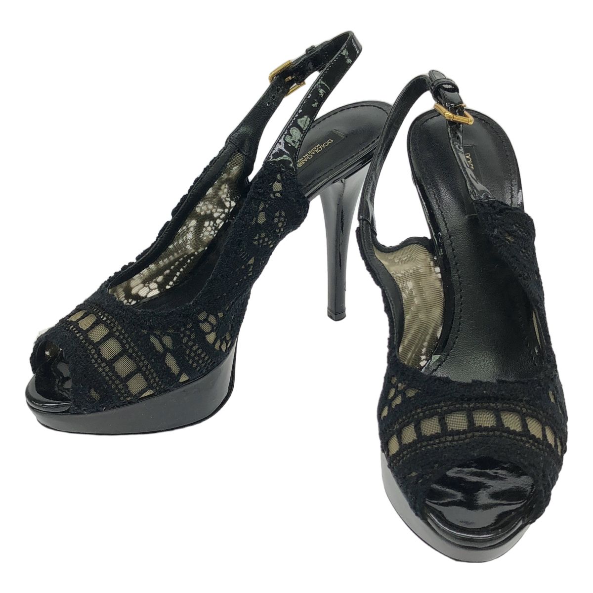 DOLCE＆GABBANA | ドルチェ＆ガッバーナドルガバ | レース厚底サンダル | 38 | ブラック | レディース
