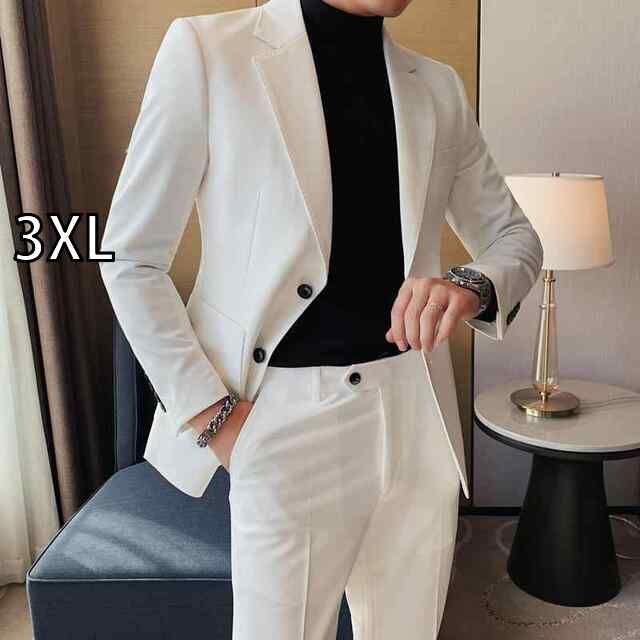 3XL メンズ ファッション 服 男性用 オシャレ シンプル 大人 かっこいい 大きいサイズ ストリート 紳士服 ツーピース スーツ 無地 ビジネス スリム スーツ ファッション テクスチャ スーツ