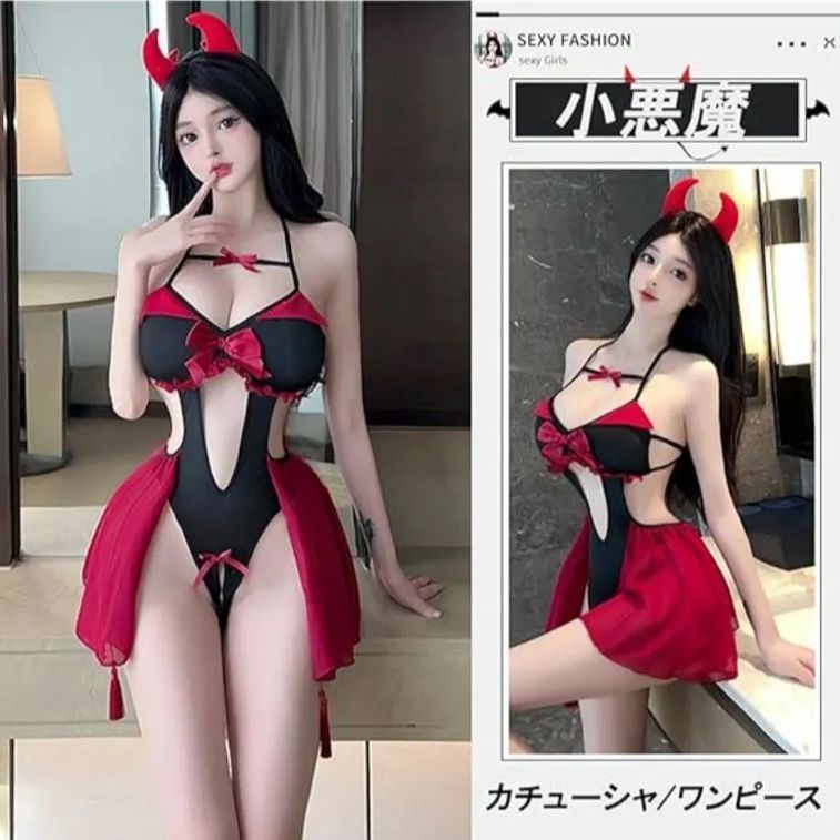 新品☆】セクシー股穴あきオープンクロッチ♥️小悪魔メイド