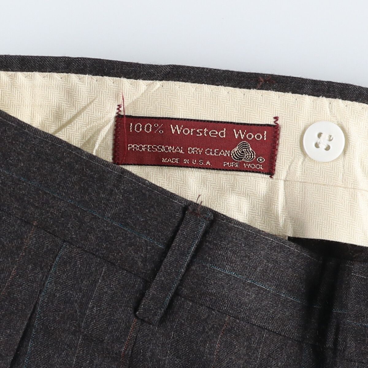 古着 80年代 C&R Clothiers ストライプ柄 ツータック ウール