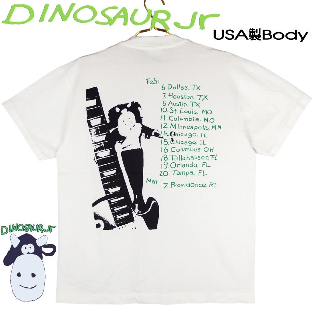 156 Dinosaur Jr. ダイナソージュニア Ｔシャツ 美品 USA製 ホワイト L サイズ バンドT ロックT アメリカ製 ミュージックT  ツアーT フォトT ガール Hanes Made in USA メンズ レディース J・マスシス 希少 - メルカリ