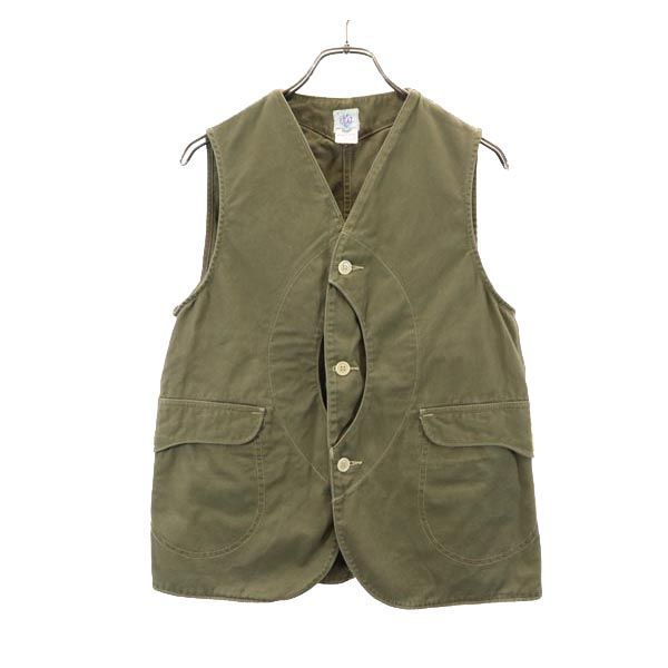 ポストオーバーオールズ ハーフムーン ベスト S カーキ系 POST OVERALLS メンズ 【中古】  【230914】