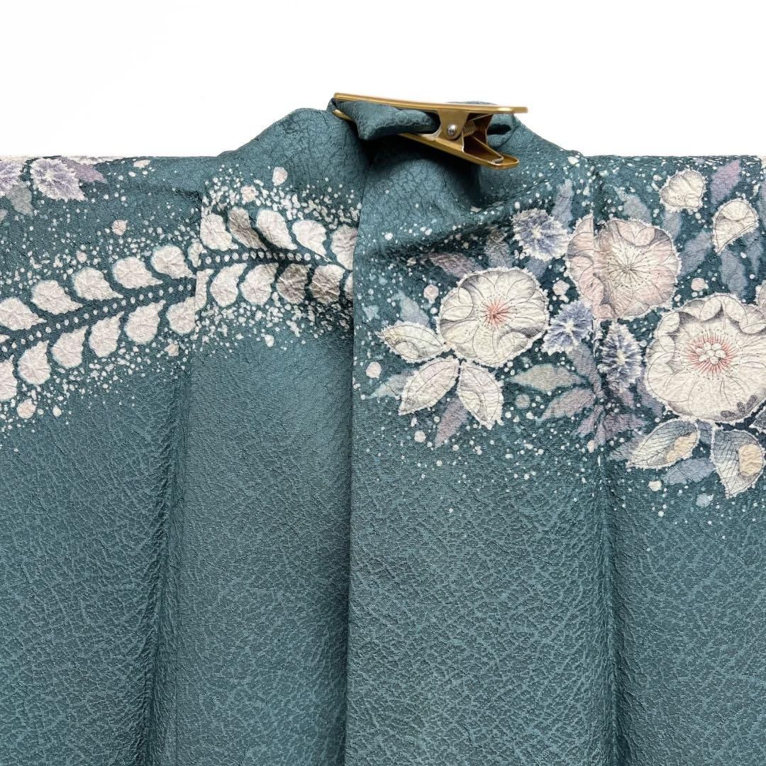 桐屋翠山工房 訪問着 辻ヶ花 絞り 藤の花 リーフ 着物 033a d - メルカリ
