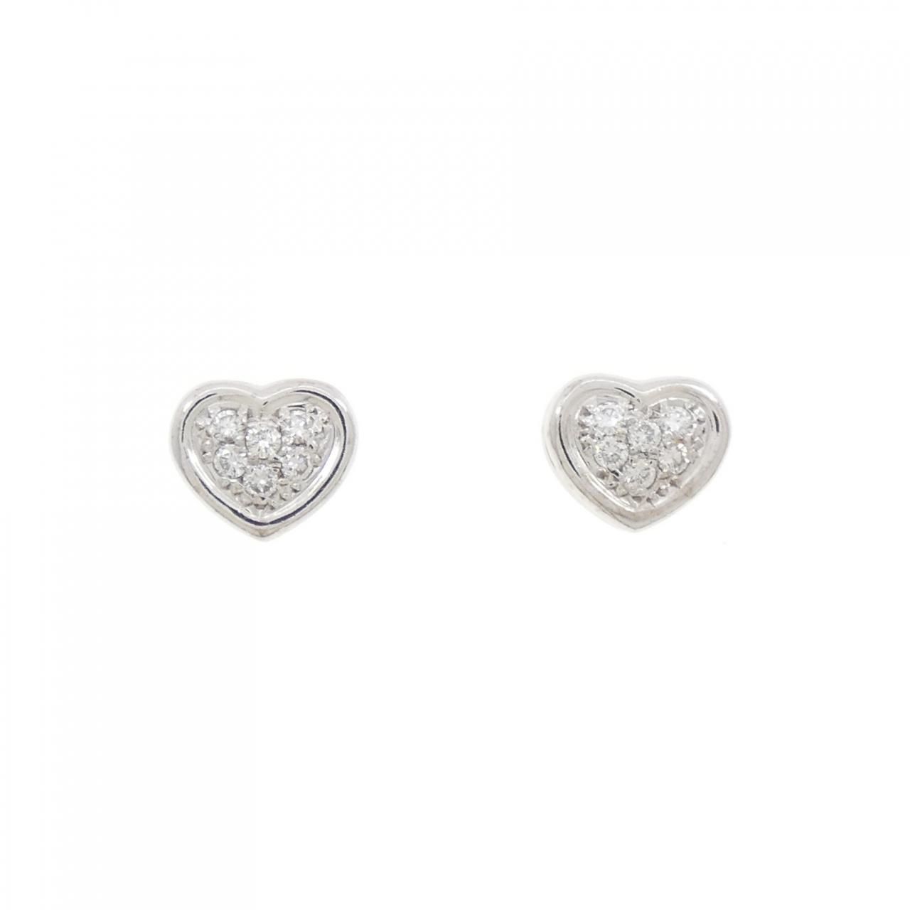 K18WG ハート ダイヤモンド ピアス 0.18CT
