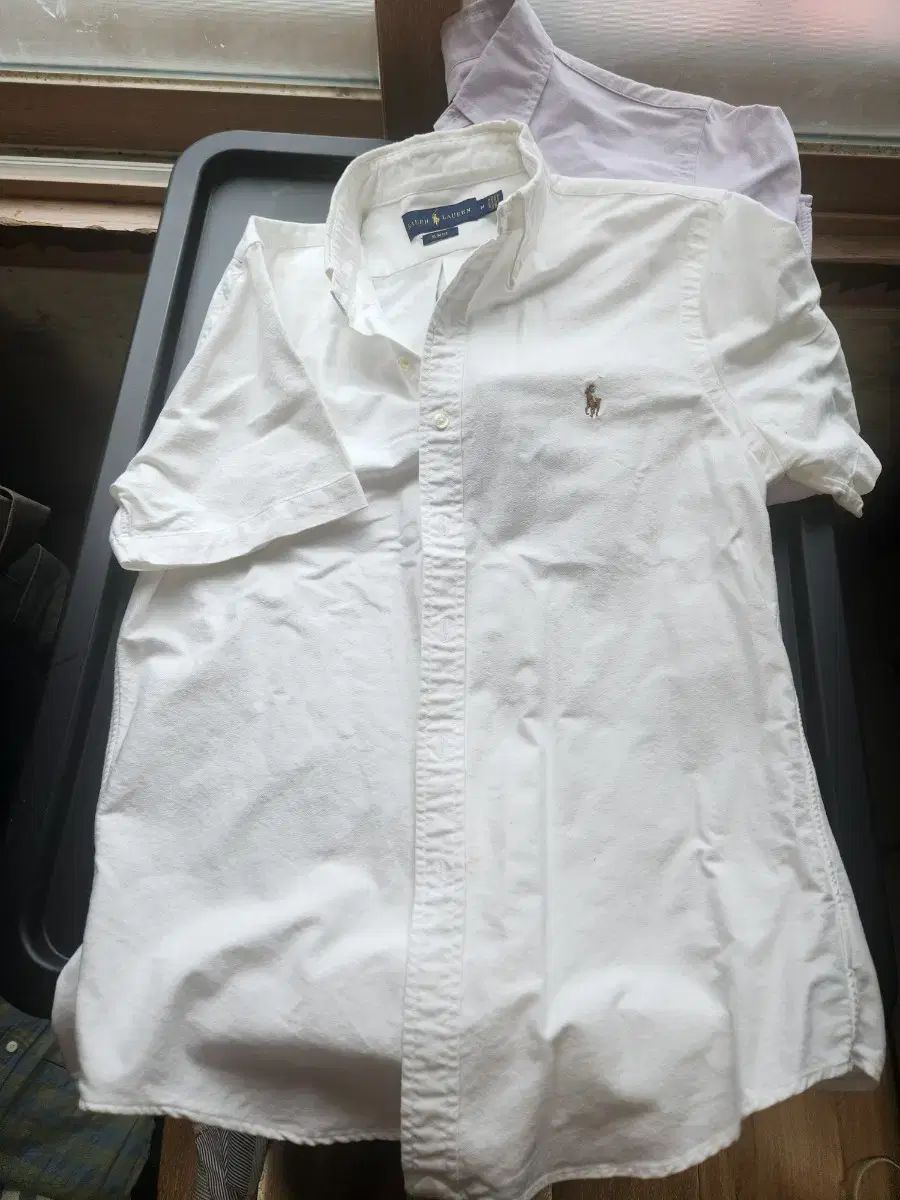 Ralph Lauren(ラルフローレン) 白 スリムフィット ミディアム オックスフォード 半袖シャツ
