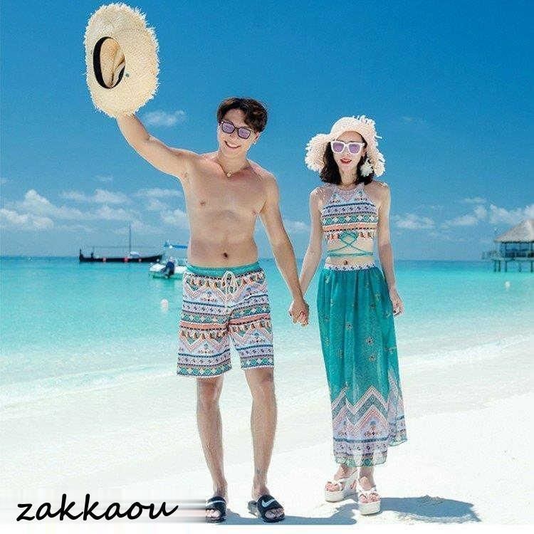 カップル 水着 ペアルック レディース ビキニ 上下セット 3点セット メンズ サーフパンツ スイムウエア ペア水着 お揃え ペアビーチ ご夫婦 ミズギ 男女単品売り
