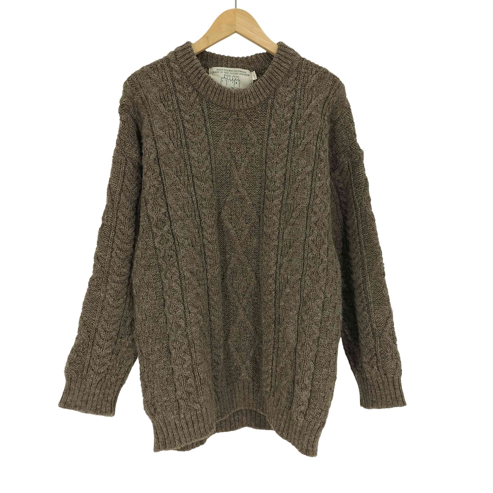 ユーズドフルギ USED古着 {{Oldderby Knitwear}} 英国製 ローゲージ フィッシャーマンニット アランニット メンズ import：L 