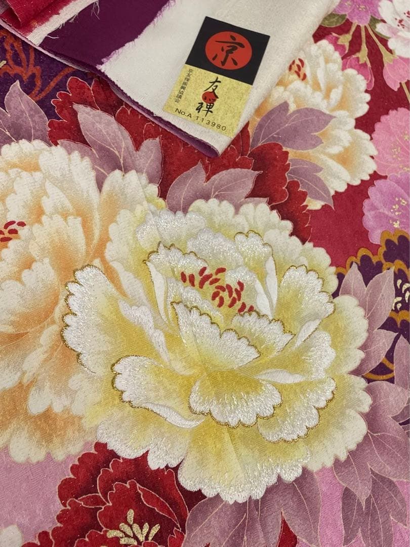 振袖 仮絵羽 金彩 金通し 胡蝶蘭 正絹 未仕立て品 八掛付き 最新作，SALE】 振袖 未仕立て品 仮絵羽 刺繍 金彩 紋意匠 大輪牡丹