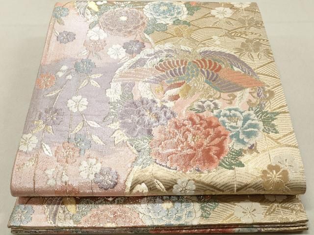 佐賀錦　六通柄袋帯　『渦巻文　惑星』　銀糸　正絹　逸品【E】 平和屋着物◎佐賀錦 六通柄袋帯 唐織 寿宝 扇面御所車花文 九百