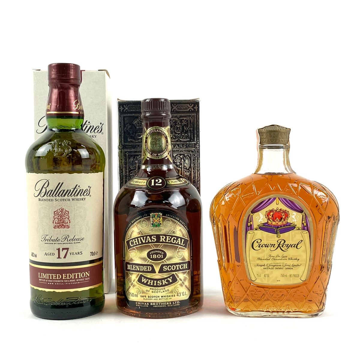 古酒ウイスキー3本SET！バランタイン/シーバス/クラウンロイヤル