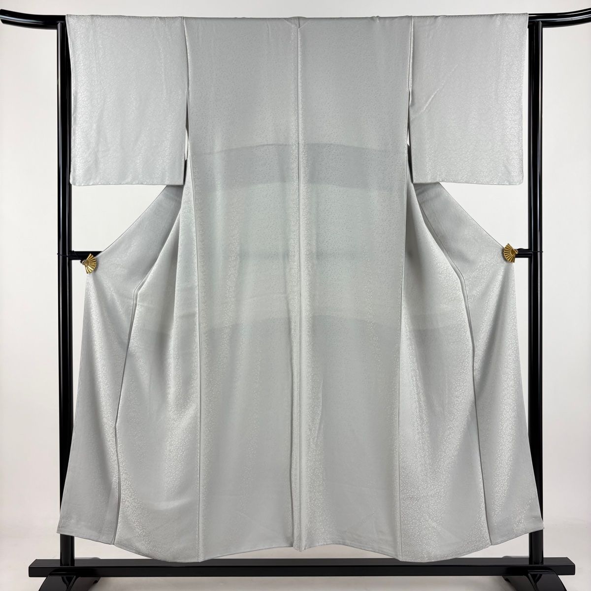 色無地 身丈152cm 裄丈63.5cm S 袷 地紋 灰色 正絹 秀品