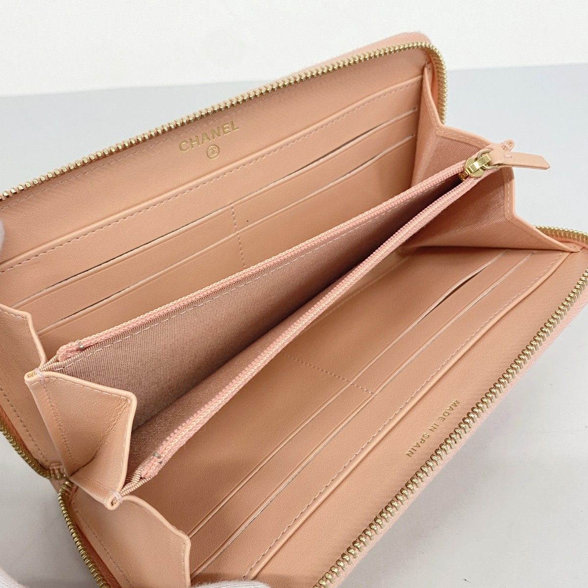 5ec3308-b】シャネル 長財布 CCフィリグリー キャビアスキン ピンク  