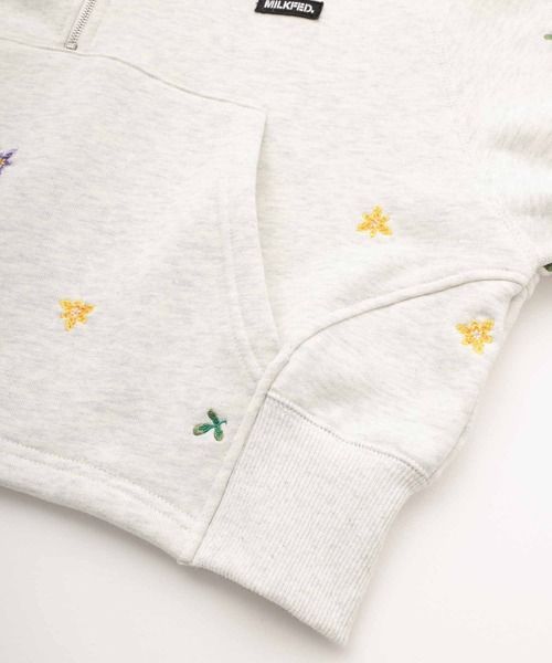 スウェット パーカー ミルクフェド MILKFED EMBROIDERED FLOWER SWEAT