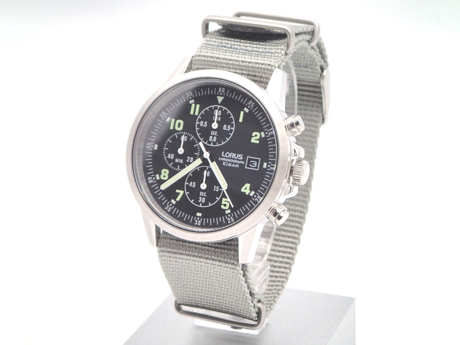 SEIKO LORUS Military Chronograph Watch LumiBrite Black Grey