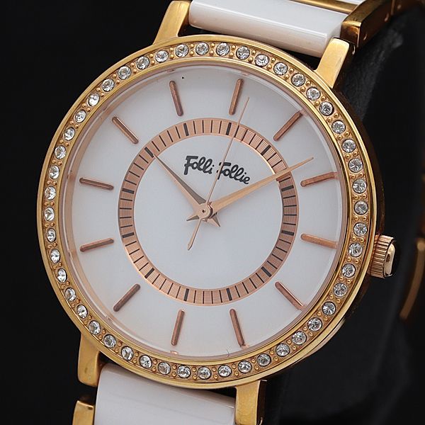 フォリフォリ Folli Follie 腕時計 ホワイト×ゴールド セラミック - 時計