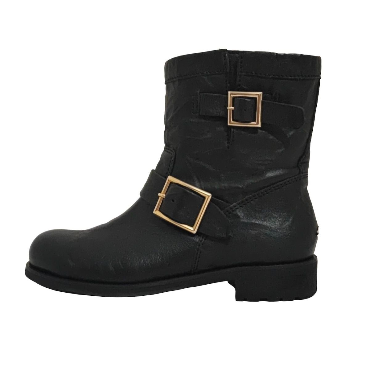 JIMMY CHOO ジミーチュウ ショートブーツ 37 1 |2 レディース - 黒 レザー