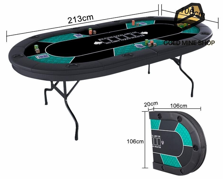 ポーカーテーブルトップ フェイクレザーパッド入りレールとカップホルダー付き