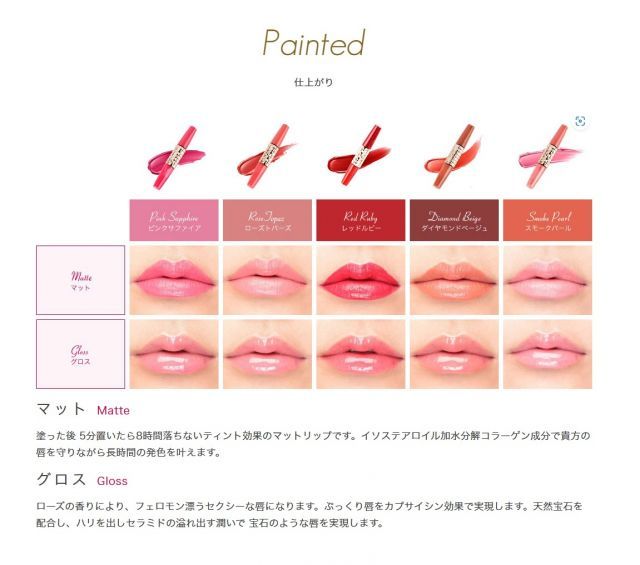 口紅 フェロモンリップ ジェミーブロッサムズ ティント グロス マット MEGUMI 銀座ロッソ Gemmy Blossoms 宝石 ジュエル 2way かわいい セクシー ふっくら