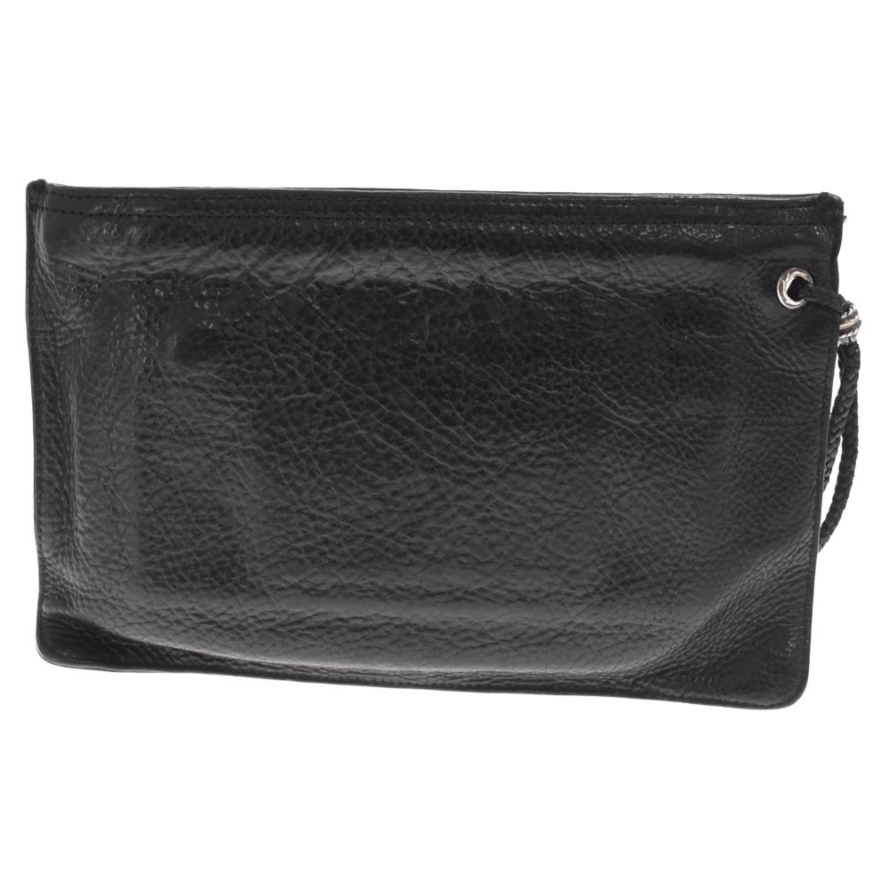 CHROME HEARTS クロムハーツ FLAT MED PLAIN プレーンダガージップクラッチバッグ スクロールレザーブレード ブラック ストラップ CHROME HEARTS (クロムハーツ) FLAT MED PLAIN プレーンダガージップ