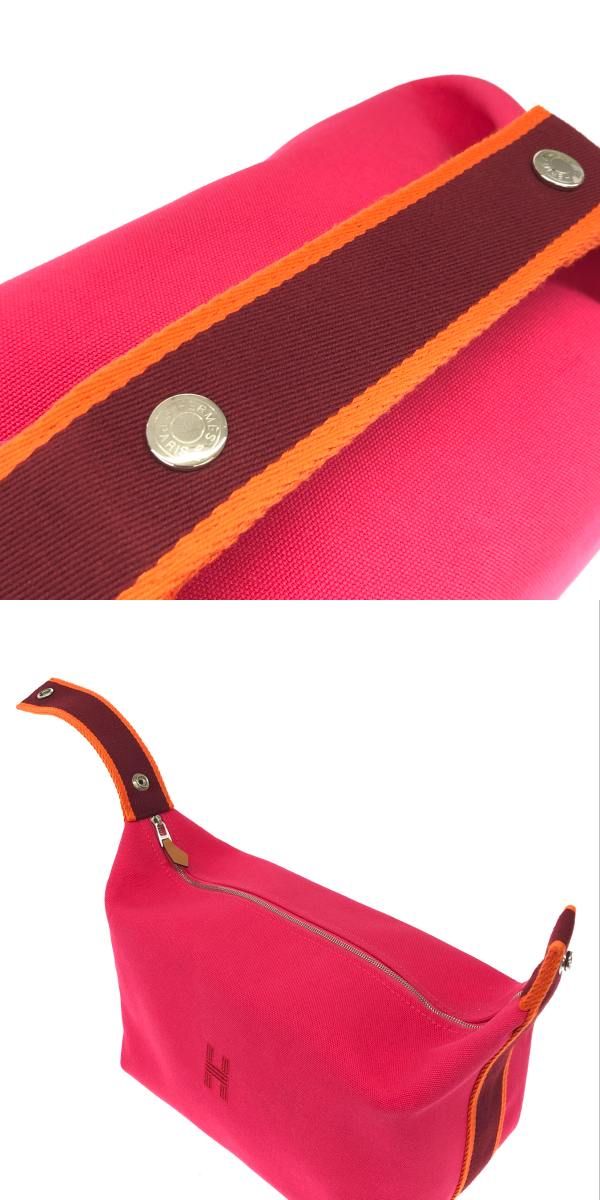 HERMES エルメス ポーチ キャンバス ピンク フランス製 HERMES エルメス ポーチ/ブリッド・ア・ブラック/GM キャンバス ピンク