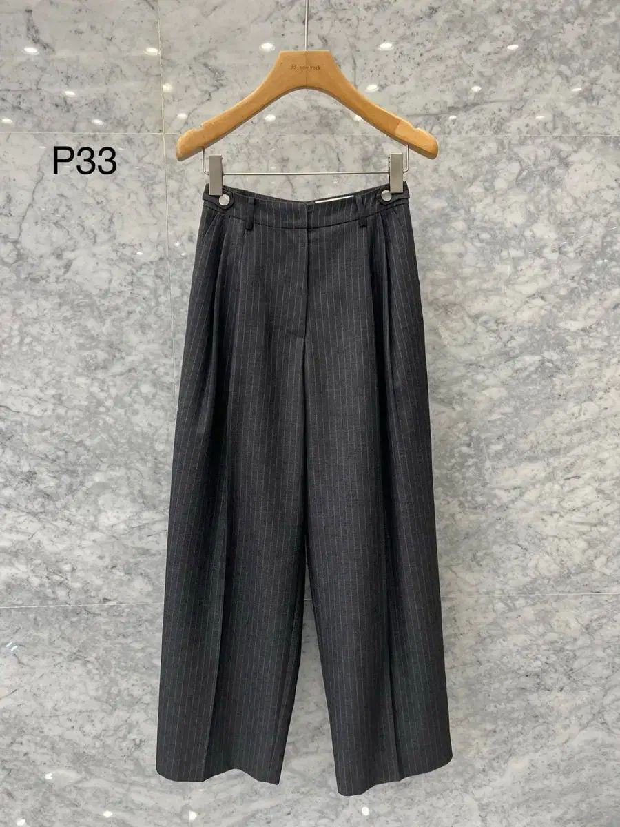 JS NEW YORKスタイル セール 当日発送 ストライプ ウエスト ボタン POINT ワイドパンツ